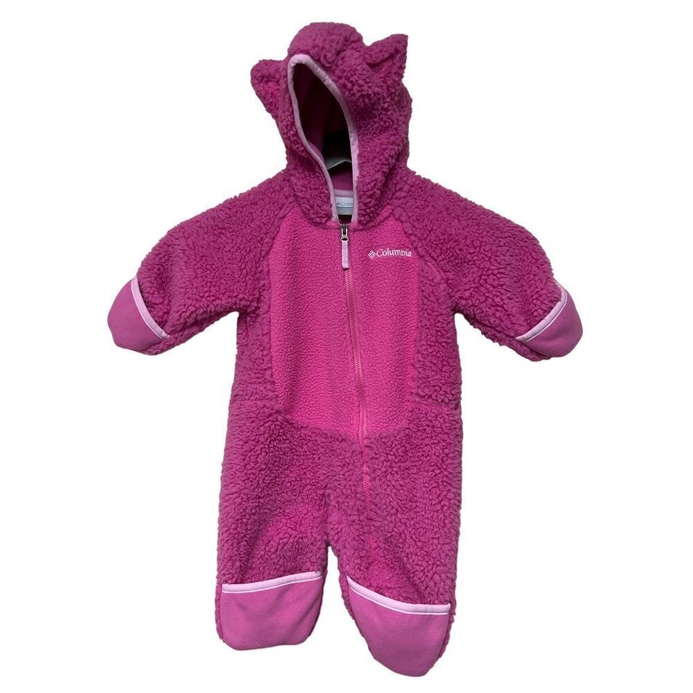 Columbia Pink Snowsuit Bunting Hooded with Ears Zip Baby Infant Girls 3 6 Months